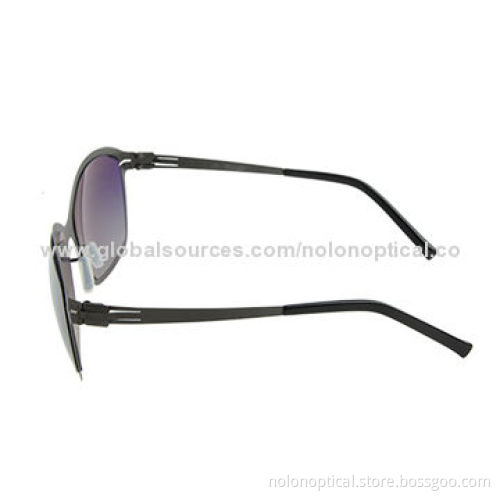 Cat eye fashion acetate sunglasses with metal decoration